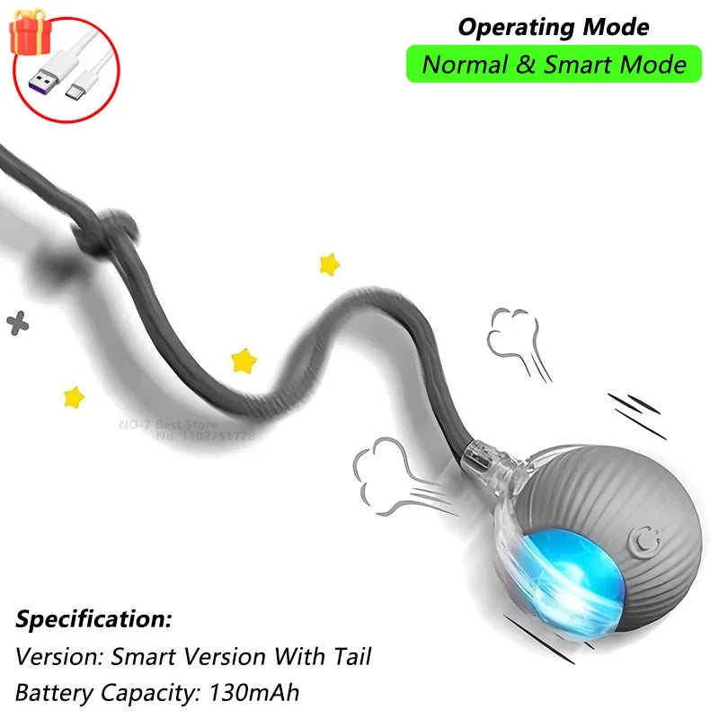 1/2 PCS Jouet Interactif Pour Chat, Balle Roulante Automatique, Fausse Queue, Rechargeable, Jouet Électrique Intelligent Pour Animaux De Compagnie, Jouet Pour Animaux De Compagnie Imitant Une Souris
