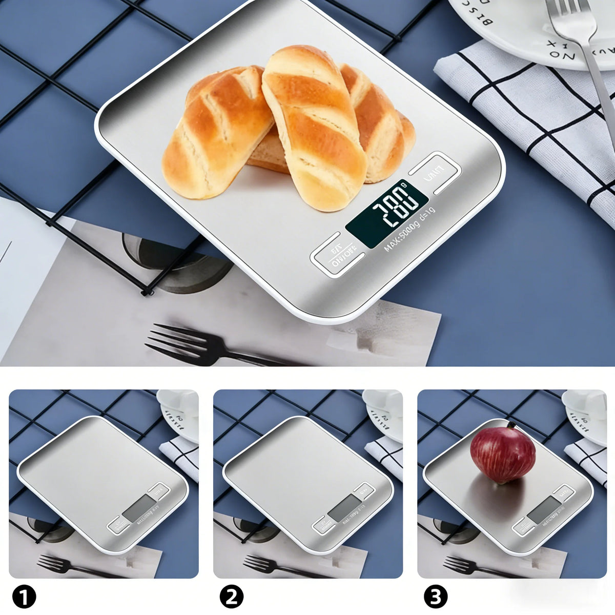 Stainless steel digital kitchen scale – view 5