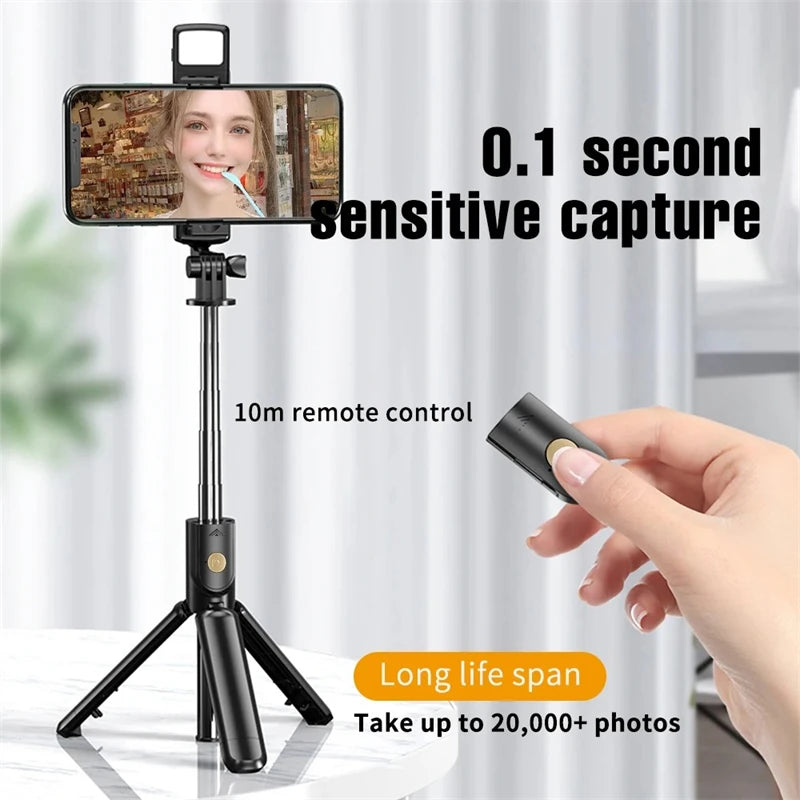 Selfie stick tripod with wireless remote – view 3