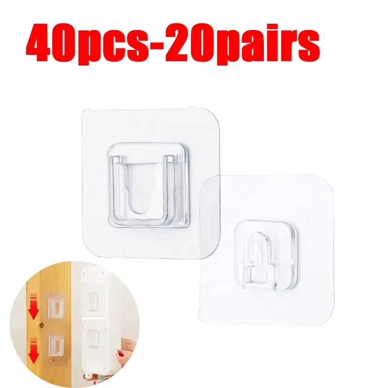 Crochets Muraux Adhésifs Double Face, Crochets De Rangement À Ventouse Transparents Et Résistants, Kit De Crochets Pour Salle De Bain, Cuisine Et Chambre À Coucher