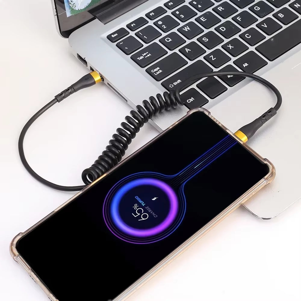 Câble Rétractable USB-C Vers USB-C À Charge Rapide PD 120W, Compatible Avec Les Appareils À Charge Rapide Iphone 16/17, Xiaomi Et Samsung