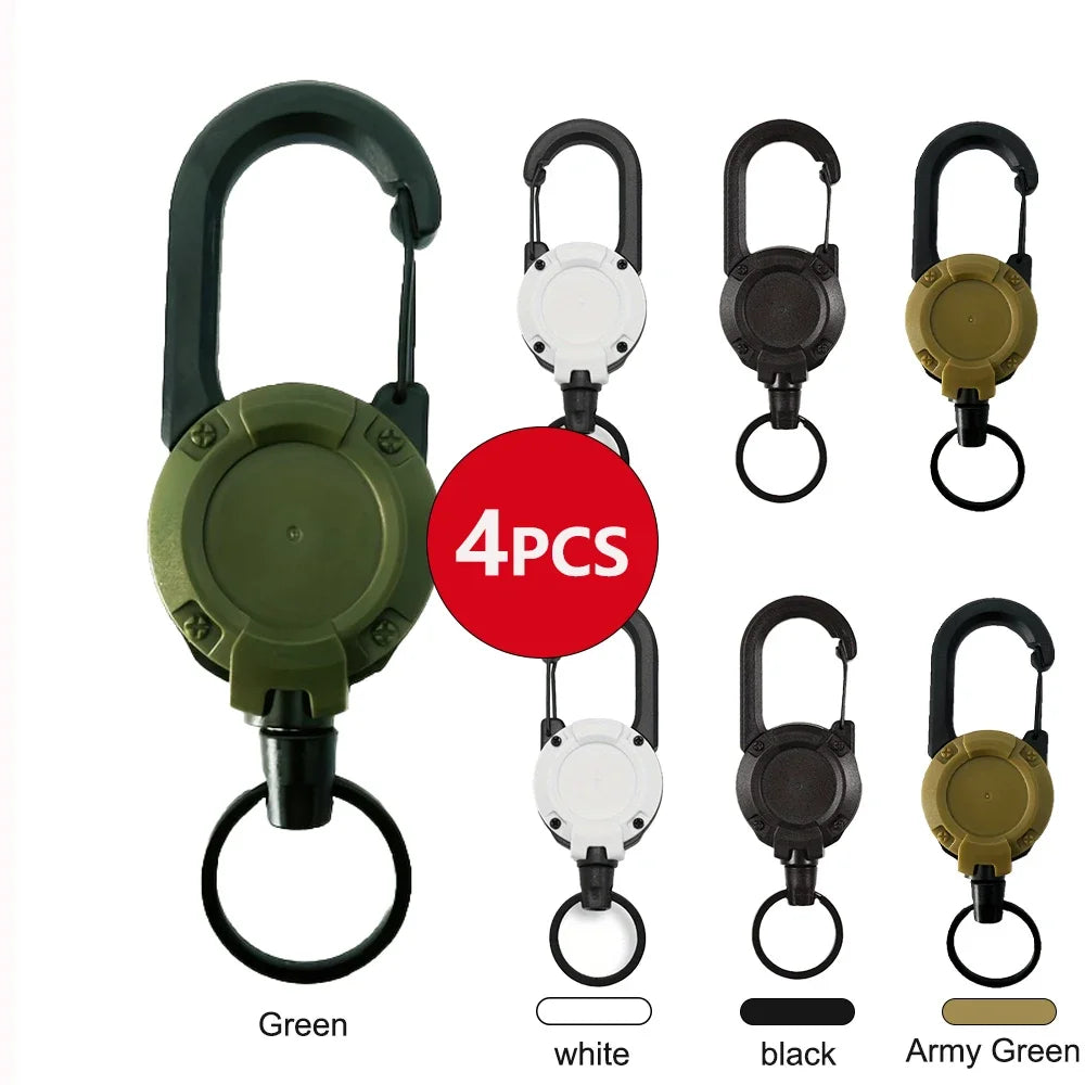 Porte-Clés Rétractables Extensibles, Bobines D'Insigne, Clip Robuste Avec Mousqueton, Pour Hommes, Sacs D'Extérieur, 1/2/4 Pièces