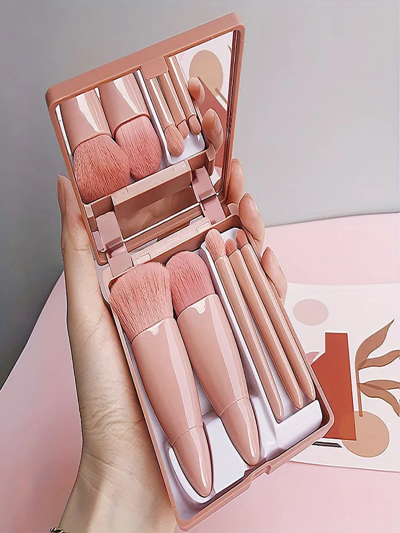 5-Piece Travel Makeup Brush Set with Mirror – view 5