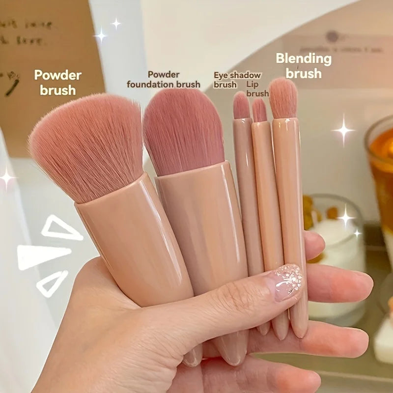 5-Piece Travel Makeup Brush Set with Mirror – view 2