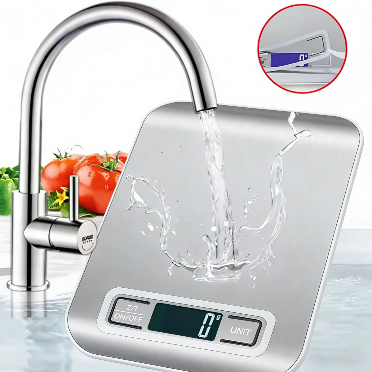 Stainless steel digital kitchen scale – view 3