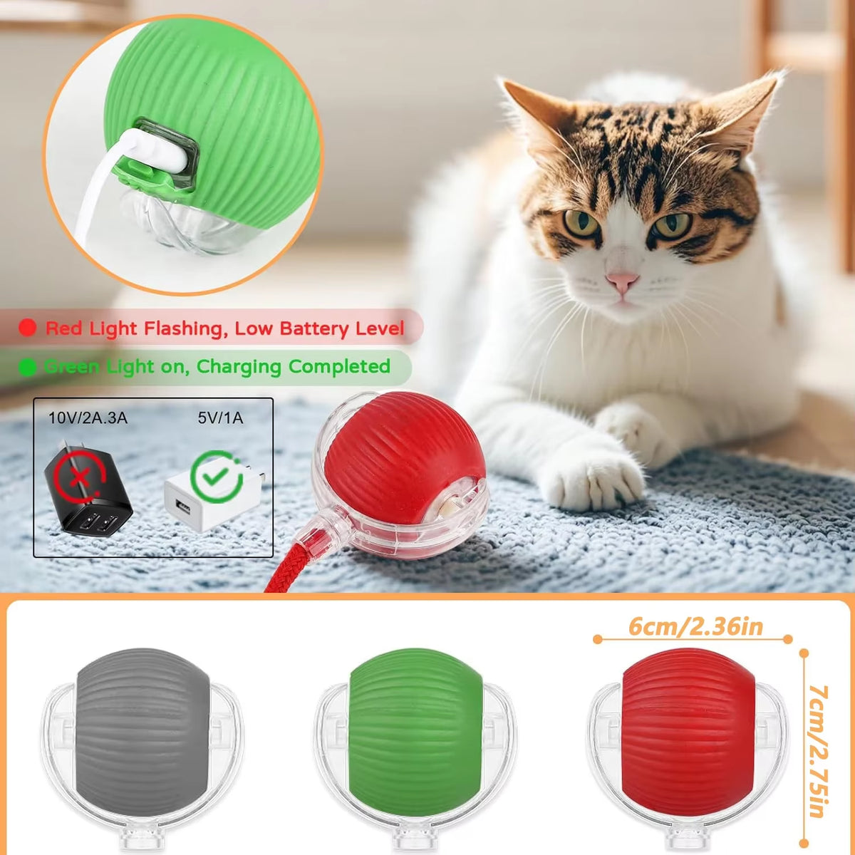 1/2 PCS Jouet Interactif Pour Chat, Balle Roulante Automatique, Fausse Queue, Rechargeable, Jouet Électrique Intelligent Pour Animaux De Compagnie, Jouet Pour Animaux De Compagnie Imitant Une Souris