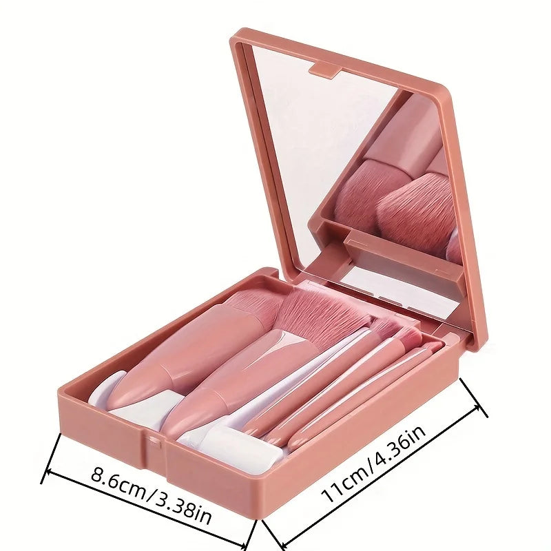 5-Piece Travel Makeup Brush Set with Mirror – view 6