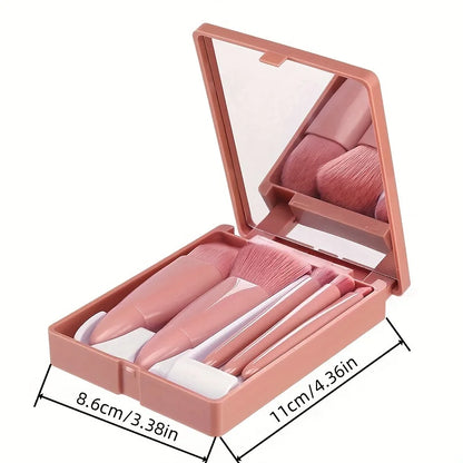5-Piece Travel Makeup Brush Set with Mirror – view 6