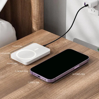 XMWUS 5000Mah Magnetic Portable Power Bank, Wireless Mobile Device Charging Battery Pack for Iphone 12-18 Series, Magsafe Case Compatible Compact Travel Charger