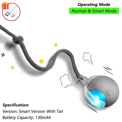 1/2 PCS Jouet Interactif Pour Chat, Balle Roulante Automatique, Fausse Queue, Rechargeable, Jouet Électrique Intelligent Pour Animaux De Compagnie, Jouet Pour Animaux De Compagnie Imitant Une Souris