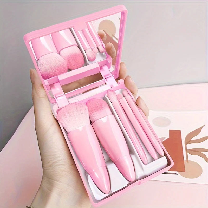 5-Piece Travel Makeup Brush Set with Mirror – view 8