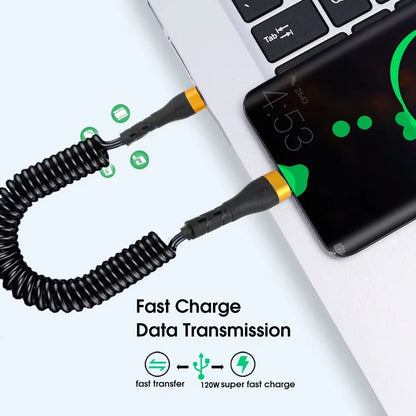 Câble Rétractable USB-C Vers USB-C À Charge Rapide PD 120W, Compatible Avec Les Appareils À Charge Rapide Iphone 16/17, Xiaomi Et Samsung