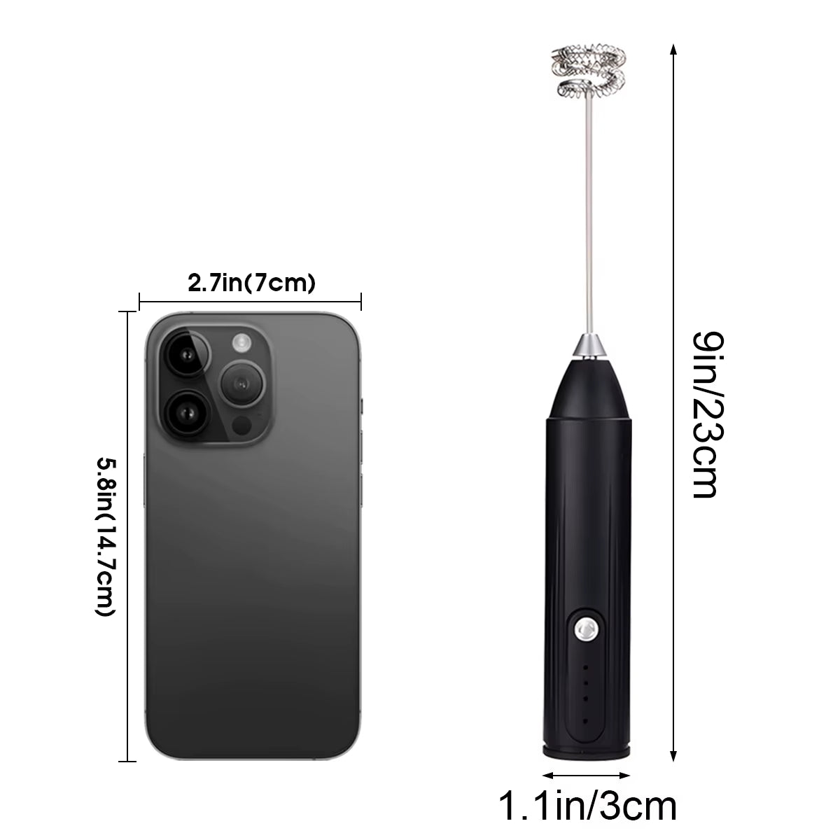 Rechargeable mini electric whisk and milk frother – view 3