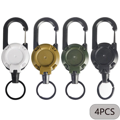 Porte-Clés Rétractables Extensibles, Bobines D'Insigne, Clip Robuste Avec Mousqueton, Pour Hommes, Sacs D'Extérieur, 1/2/4 Pièces