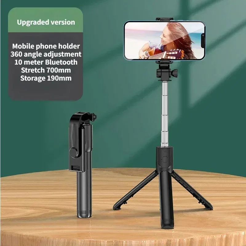 Selfie stick tripod with wireless remote