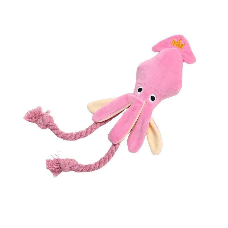 Jouet À Mâcher Interactif Pour Chien En Peluche Pieuvre Couineuse Avec Queue En Corde De Coton Tressée, Pour Chiot Et Chien De Petite Et Moyenne Taille