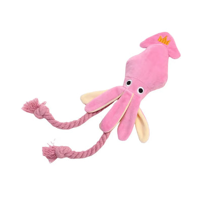 Jouet À Mâcher Interactif Pour Chien En Peluche Pieuvre Couineuse Avec Queue En Corde De Coton Tressée, Pour Chiot Et Chien De Petite Et Moyenne Taille