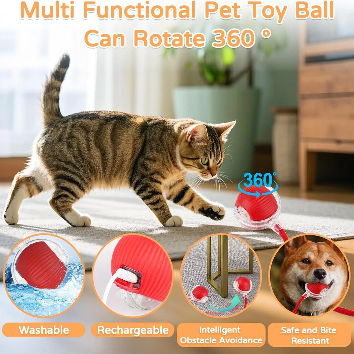 1/2 PCS Jouet Interactif Pour Chat, Balle Roulante Automatique, Fausse Queue, Rechargeable, Jouet Électrique Intelligent Pour Animaux De Compagnie, Jouet Pour Animaux De Compagnie Imitant Une Souris