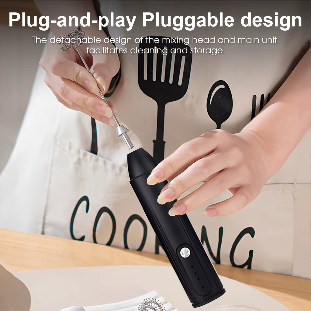 Rechargeable mini electric whisk and milk frother – view 6
