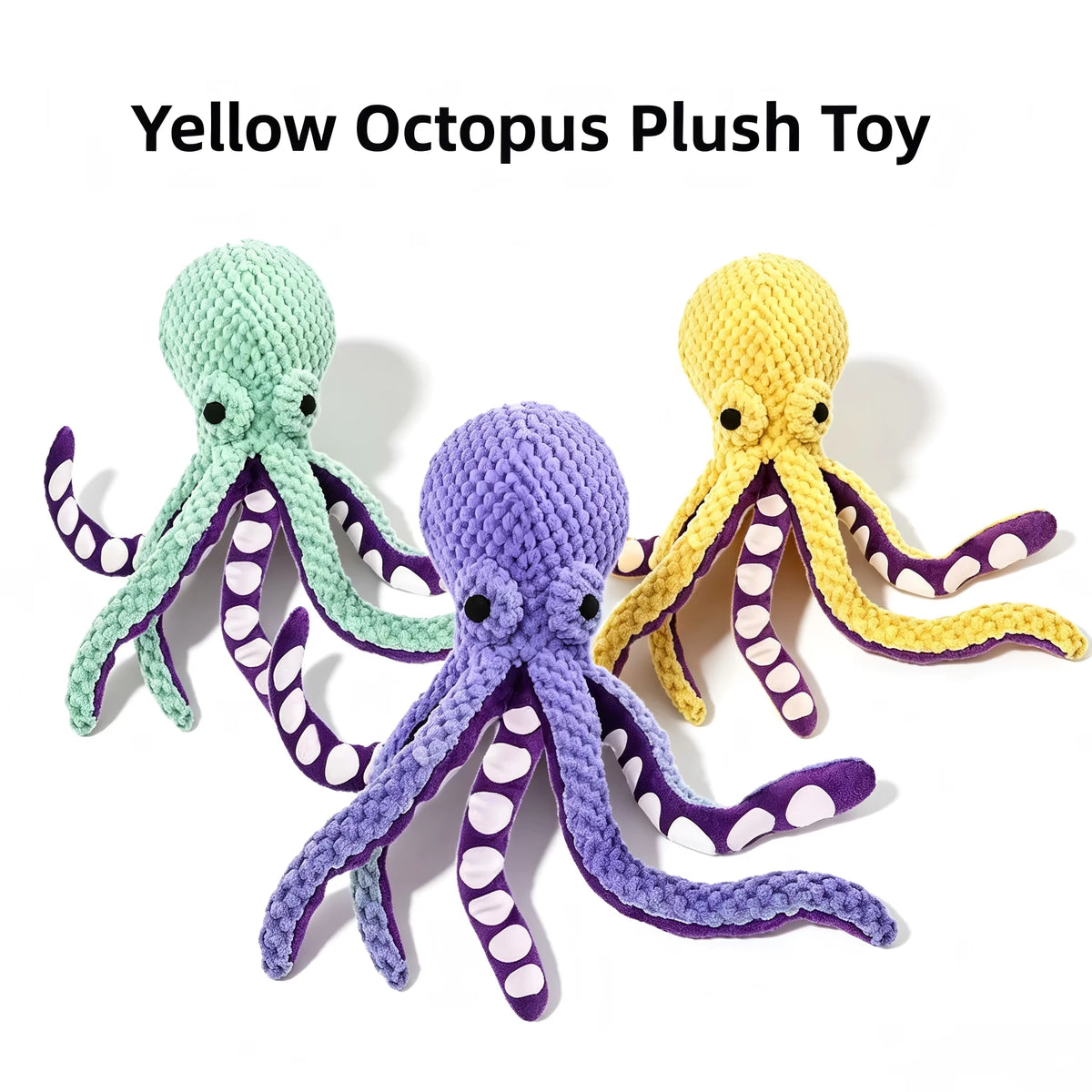 Jouet À Mâcher Interactif Pour Chien En Peluche Pieuvre Couineuse Avec Queue En Corde De Coton Tressée, Pour Chiot Et Chien De Petite Et Moyenne Taille