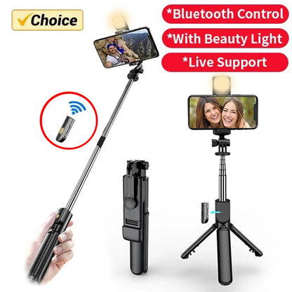 Selfie stick tripod with wireless remote – view 2