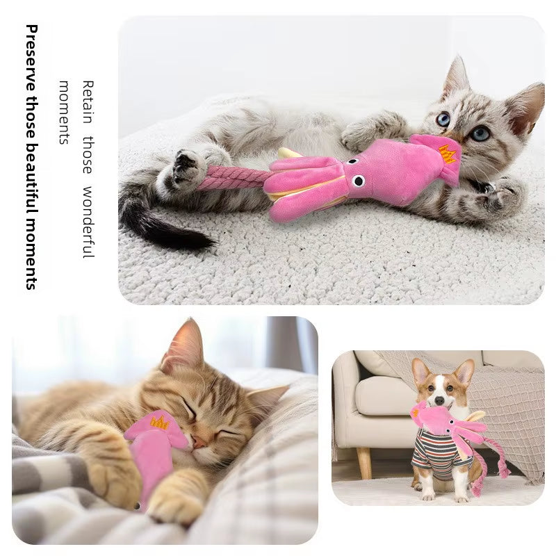Jouet À Mâcher Interactif Pour Chien En Peluche Pieuvre Couineuse Avec Queue En Corde De Coton Tressée, Pour Chiot Et Chien De Petite Et Moyenne Taille