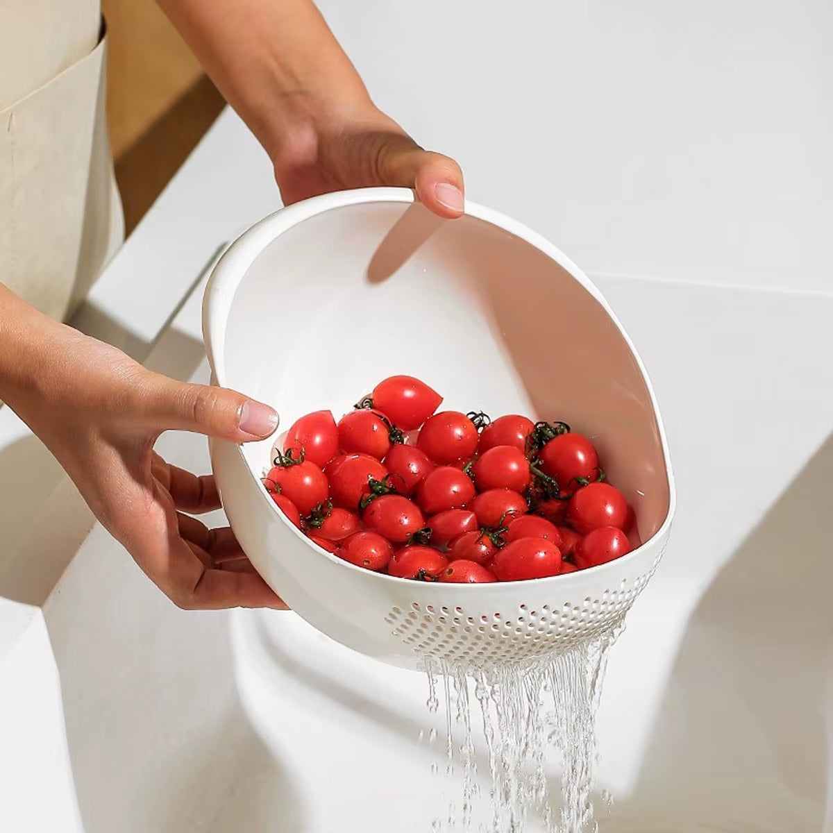 1/3 Pièces-Couleur Bol À Riz Panier De Vidange Bol À Fruits Panier De Vidange De Lavage Avec Poignée Panier De Lavage Organisateur De Cuisine À Domicile